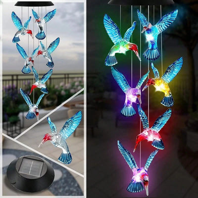 Carillon Solaire Colibri LED Changement de Couleur Étanche