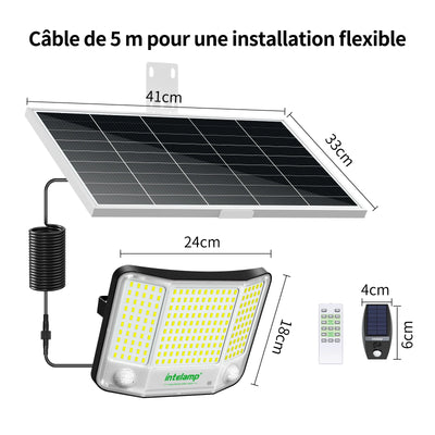 Projecteur Solaire Extérieur LED 4000lm Détecteur Mouvement 3 Modes