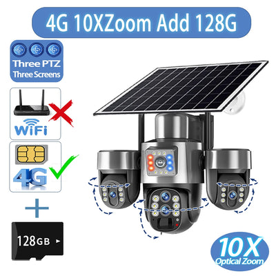 Caméra de Surveillance Solaire V380 Pro 4G 20MP 4 Objectifs
