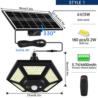 Lampe Solaire Suspendue Hangar 228 LED 1000lm Télécommande