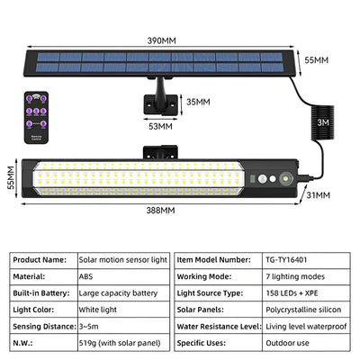 Applique Solaire Murale LED Détecteur Mouvement Sécurité