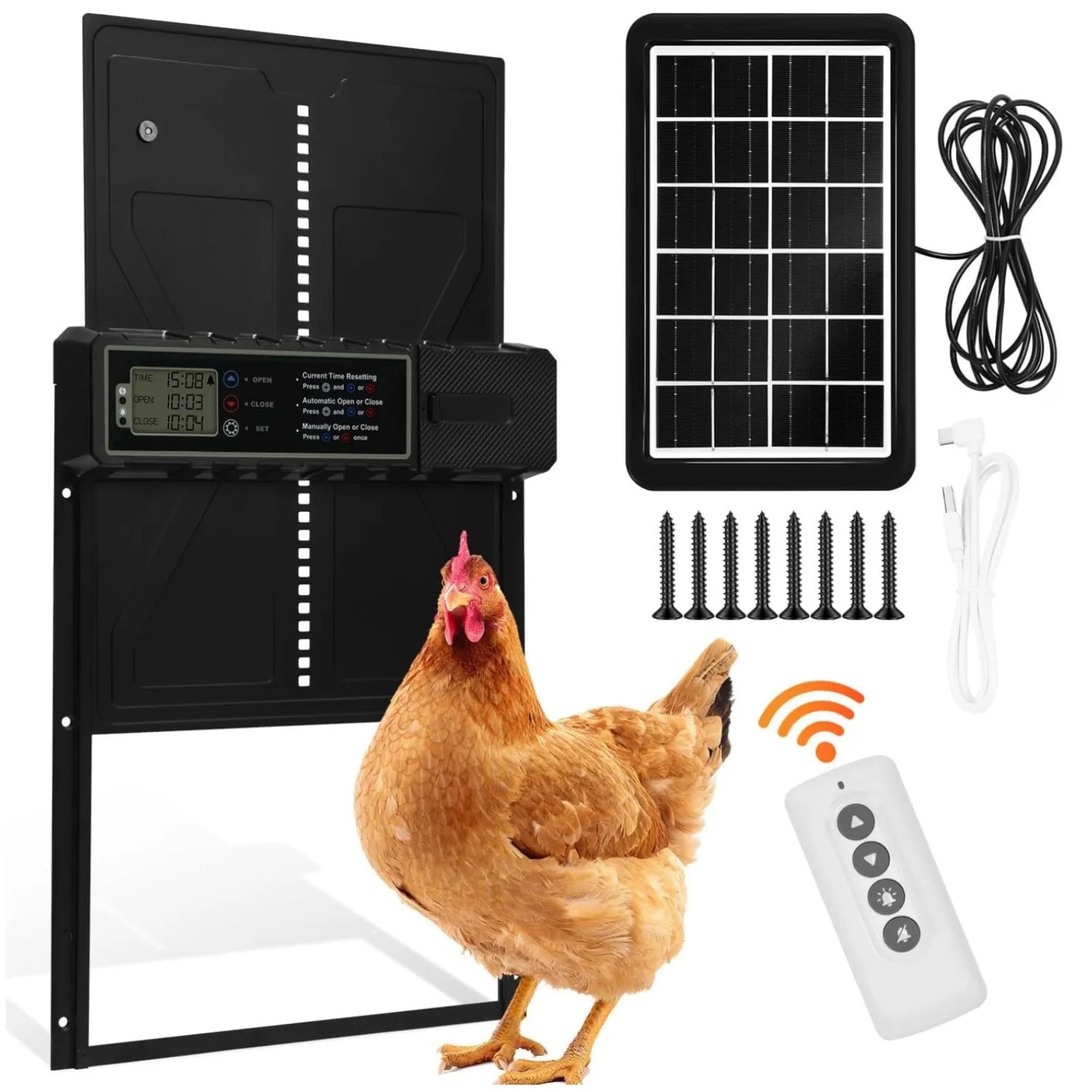 Porte Automatique de Poulailler Solaire Électrique Commande à Distance