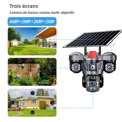 Caméra Solaire 4G PTZ Triple Objectif Extérieure
