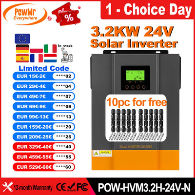 Onduleur Solaire Hybride 3,2kW 24V MPPT 80A