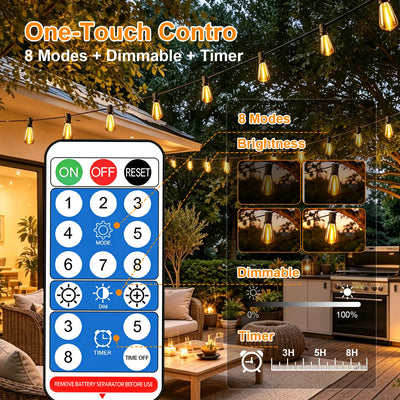Guirlande Solaire Extérieur ST38 avec Télécommande Étanche