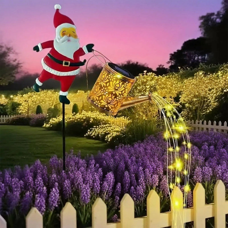Arrosoir Solaire Père Noël LED Décoration de Jardin