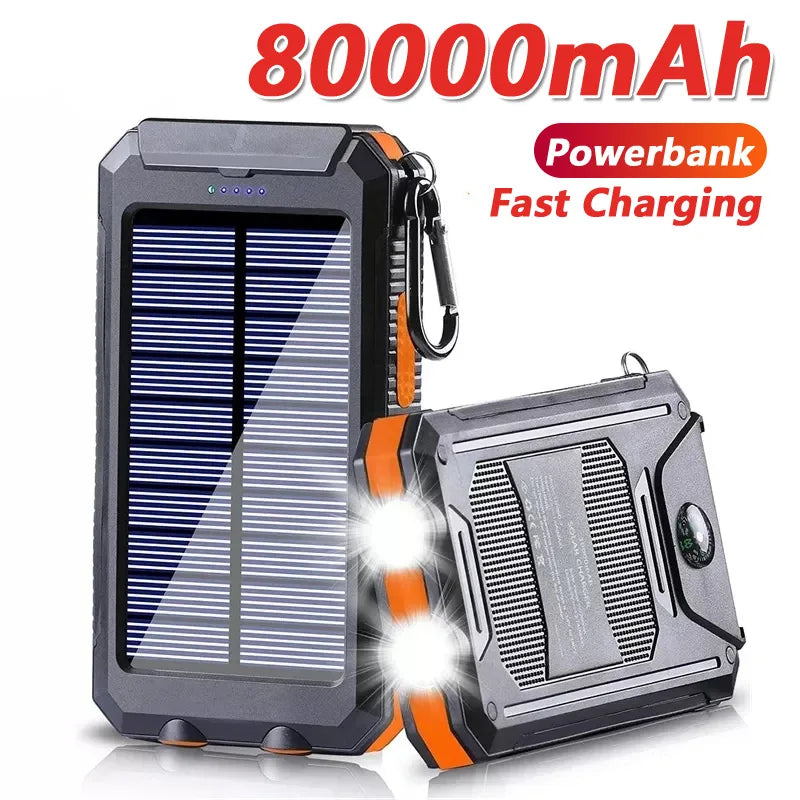 Power Bank Solaire 80000mAh Lampe LED Puissante