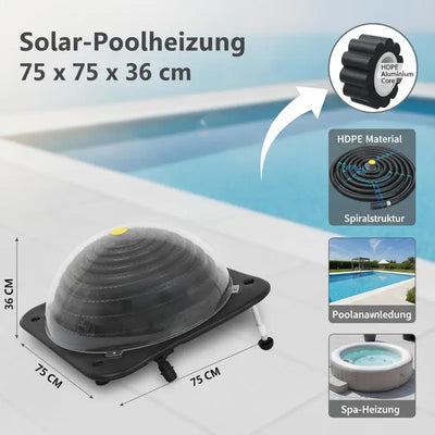 Chauffage Solaire Piscine Dôme HDPE 75 cm Pieds Réglables