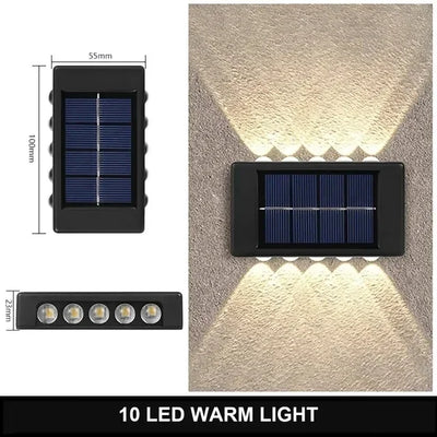 Applique Solaire Murale 12 LED Haut et Bas pour Balustrade