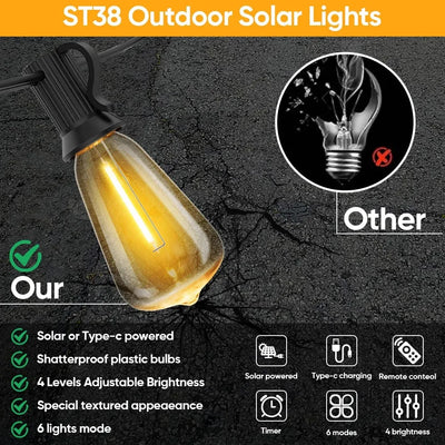 Guirlande Solaire LED ST38 Double Charge USB Extérieur