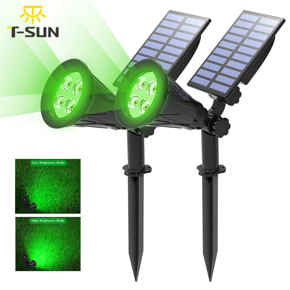 Projecteur solaire à lumière verte pour jardin