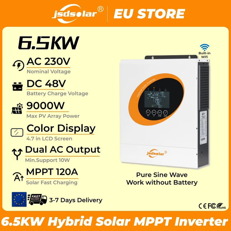 Onduleur Solaire Hybride 6,5 kW 48V – rendement et puissance de sortie