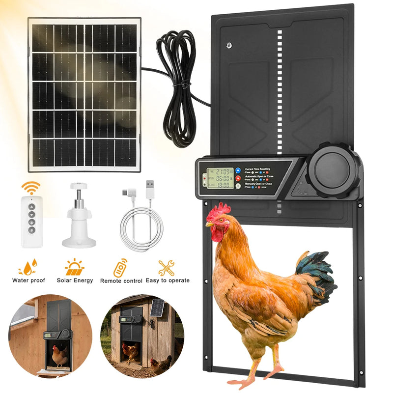 Porte Automatique de Poulailler Solaire LCD Poules et Canards