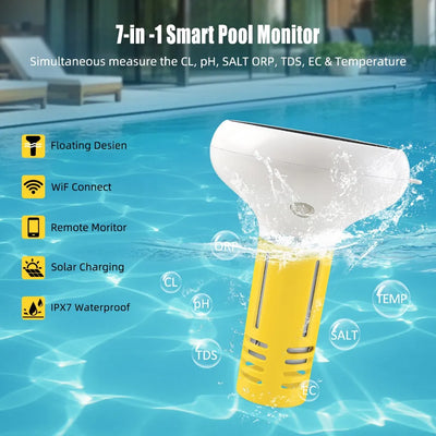 Testeur Solaire de Qualité d'Eau de Piscine 7 en 1