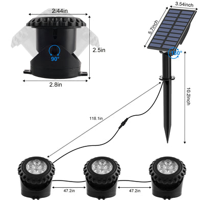 Spot Solaire RGB Sous-Marin IP68 Étanche Piscine Jardin