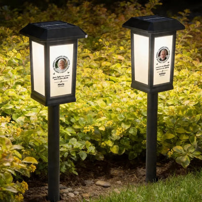 Lampe Solaire de Jardin Personnalisée avec Plaque Photo