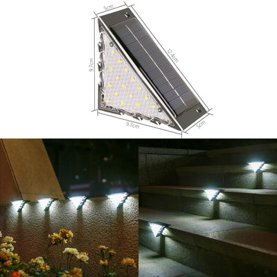 Lampe Solaire d'Escalier 16+6 LED, Étanche IP65