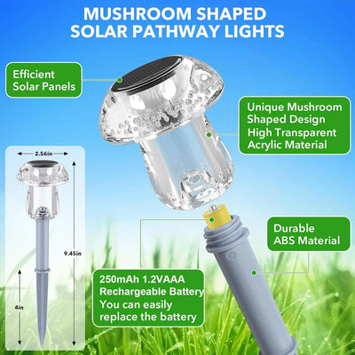 Lampe Solaire Champignon LED Étanche Décoration Jardin Allée