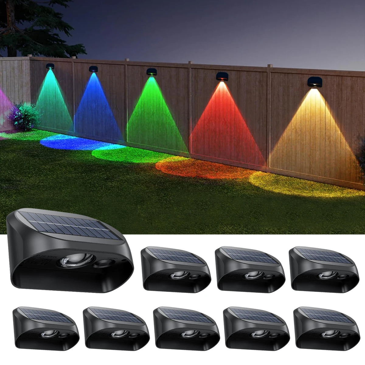 Lampe solaire de clôture LED RGB et blanc chaud pour pont