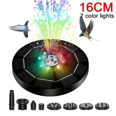 Fontaine Solaire Flottante LED avec Batterie 1200 mAh et 9 Buses