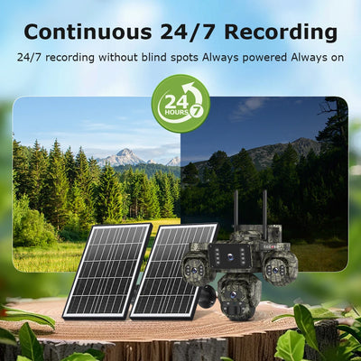 Caméra Solaire 4G Extérieure 20 MP 4 Objectifs