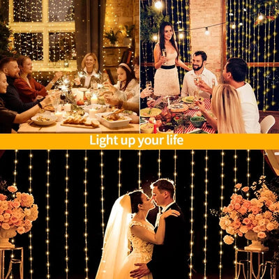 Guirlande Solaire 3x3 m 300 LED 8 Modes Noël et Halloween