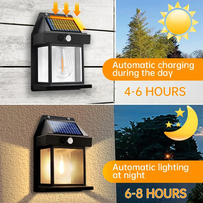 Applique Murale Solaire Extérieur Détecteur de Mouvement LED Filament