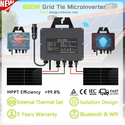 Micro-Onduleur Solaire 800W Réseau Plug & Play