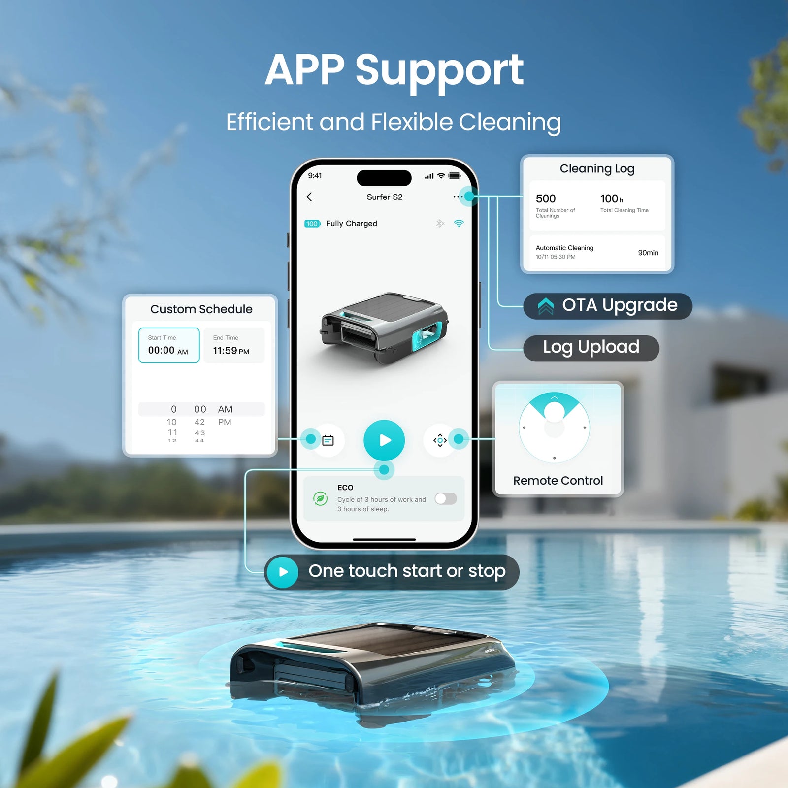 Robot Piscine Solaire Aiper EcoSurfer S2 Nettoyeur de Surface