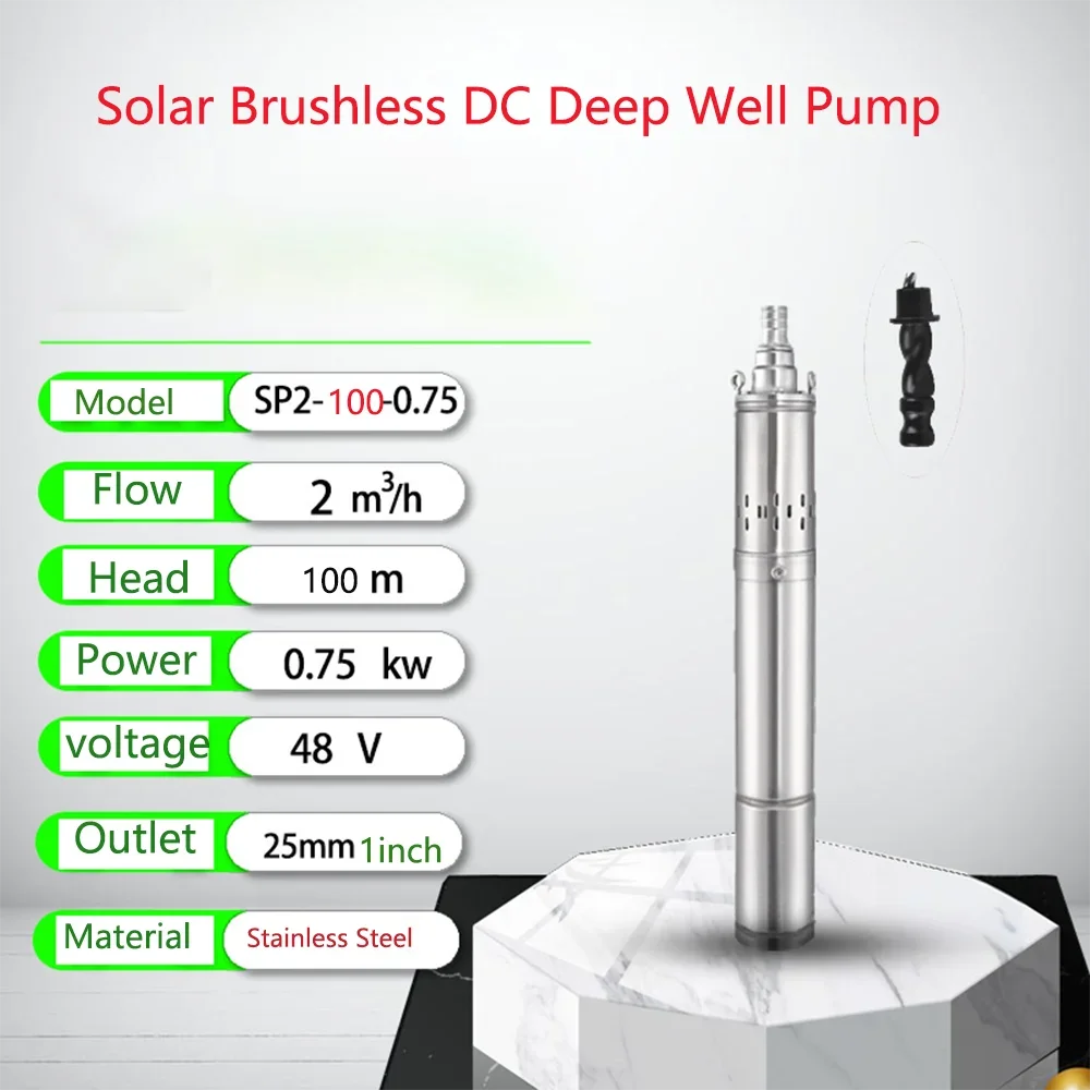 Pompe Solaire Puits Profond 750W 48V 60V 72V Inox MPPT