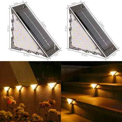 Lampe Solaire d'Escalier 16+6 LED, Étanche IP65