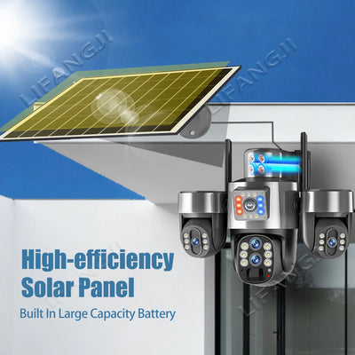 Caméra de Surveillance Solaire V380 Pro 4G 20MP 4 Objectifs