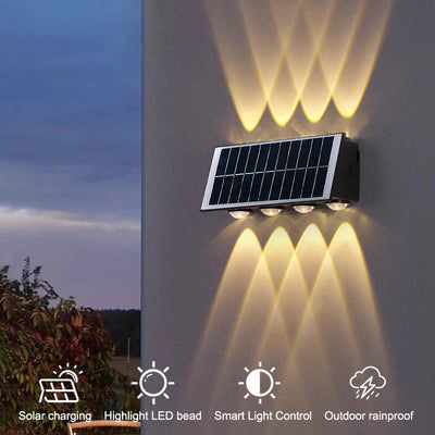 Applique Murale Solaire Extérieur 8 LED Haut et Bas Décorative