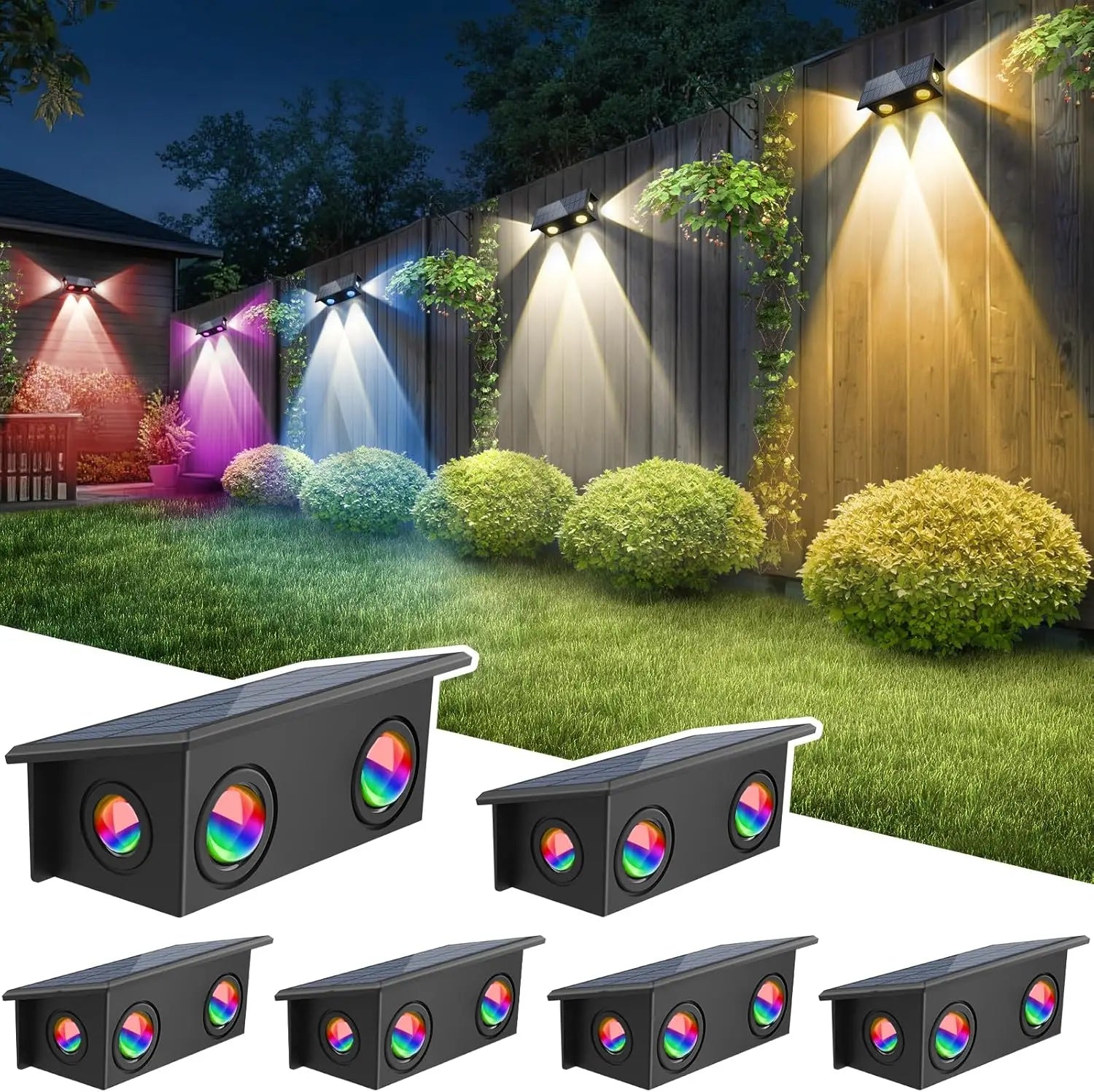 Applique murale solaire RGB pour clôture et patio