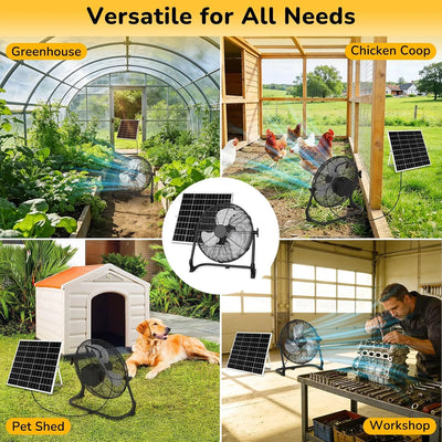 Ventilateur de Sol Solaire Portable 30cm Rechargeable