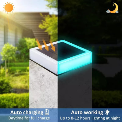 Lampe Solaire Extérieur Décorative Tête de Colonne RVB 7 Couleurs