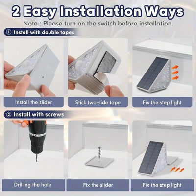 Lampe Solaire Escalier Extérieur 10 LED Détecteur de Mouvement