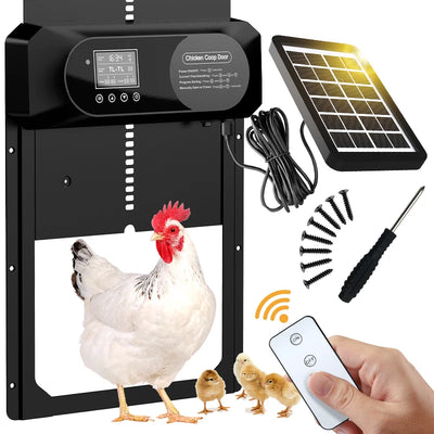 Porte Automatique de Poulailler Solaire Écran LCD Capteur de Lumière