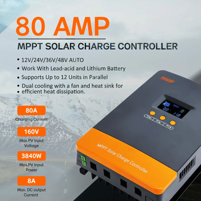 Régulateur de Charge Solaire MPPT 80A LCD - vue 2