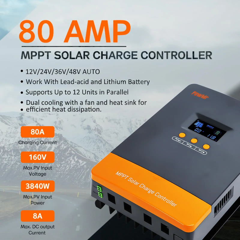 Régulateur de Charge Solaire MPPT 80A LCD