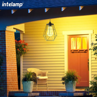 Lampe Solaire Suspendue Lustre de Jardin Blanc Chaud