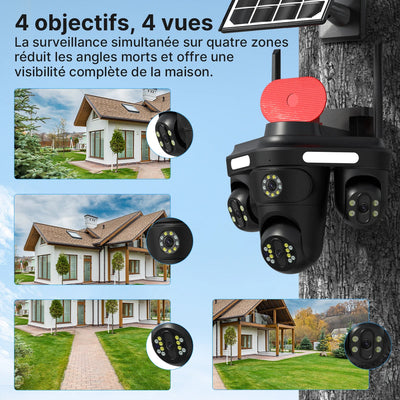Caméra Solaire 4G 4 Objectifs Suivi IA - vue 3