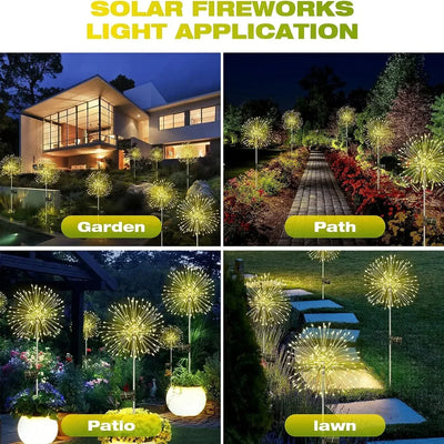 Lampe Solaire Extérieur Feu d'Artifice 60 LED Pissenlit