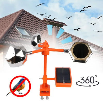 Effaroucheur Solaire et Éolien Rotatif 360° Sonore et Réfléchissant