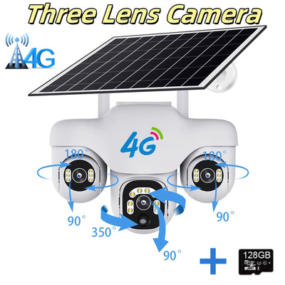 Caméra Solaire 4G PTZ 3 Objectifs Extérieure