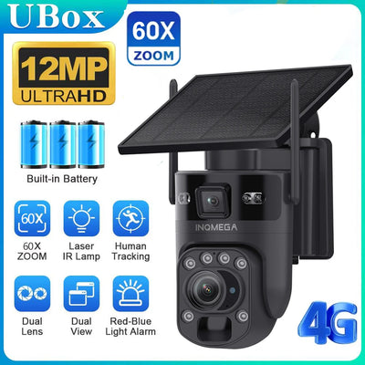 Caméra de Surveillance Solaire INQMEGA 4G 12MP Zoom Optique 60X