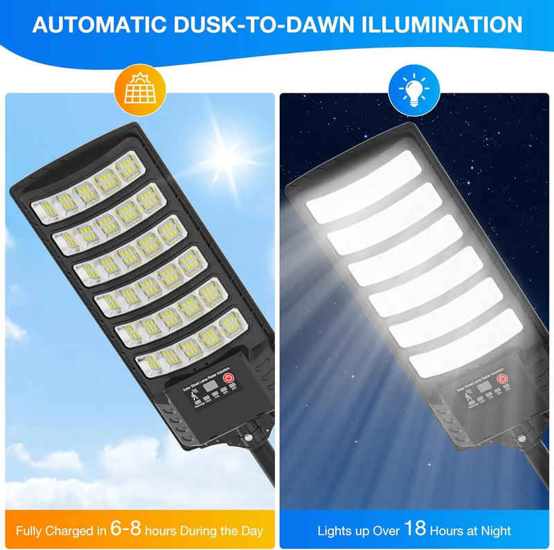Lampadaire Solaire sur Poteau avec Détecteur de Mouvement, Étanche IP65