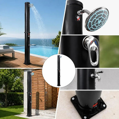 Douche Solaire Extérieure 40 L Colonne Noire Lave-Pieds