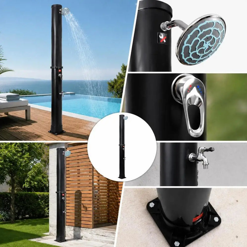 Douche Solaire Extérieure 40 L Colonne Noire Lave-Pieds