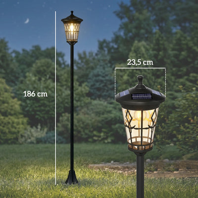 Lampadaire Solaire Outsunny 1,86 m Acier Inoxydable Lot de 2